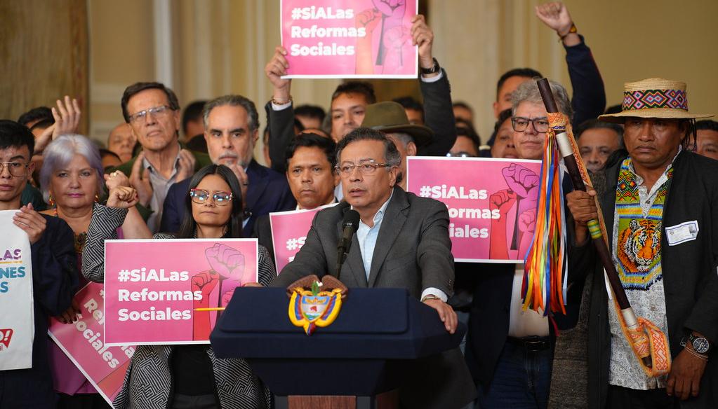 El Presidente Gustavo Petro durante su alocución de esta noche. 