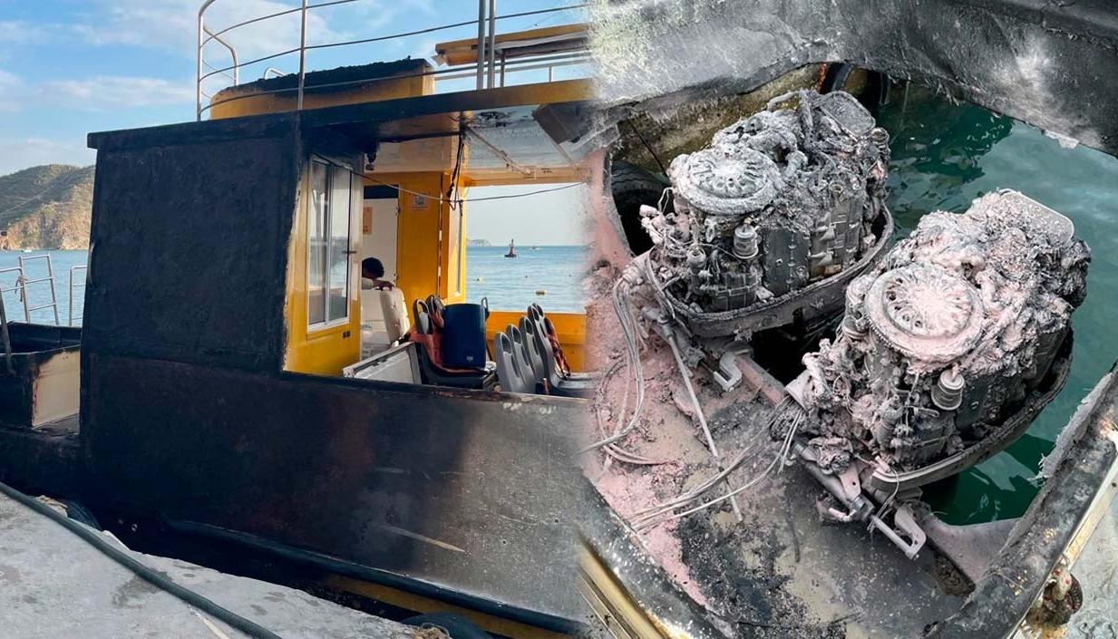 Así quedó la embarcación tras el incendio. 