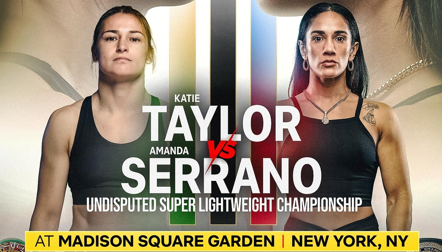 Afiche promocional del combate entre Katie Taylor y Amanda Serrano. 