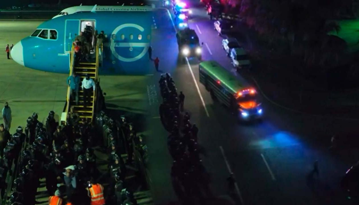 Momentos de la llegada de los deportados por EE.UU. a El Salvador. 