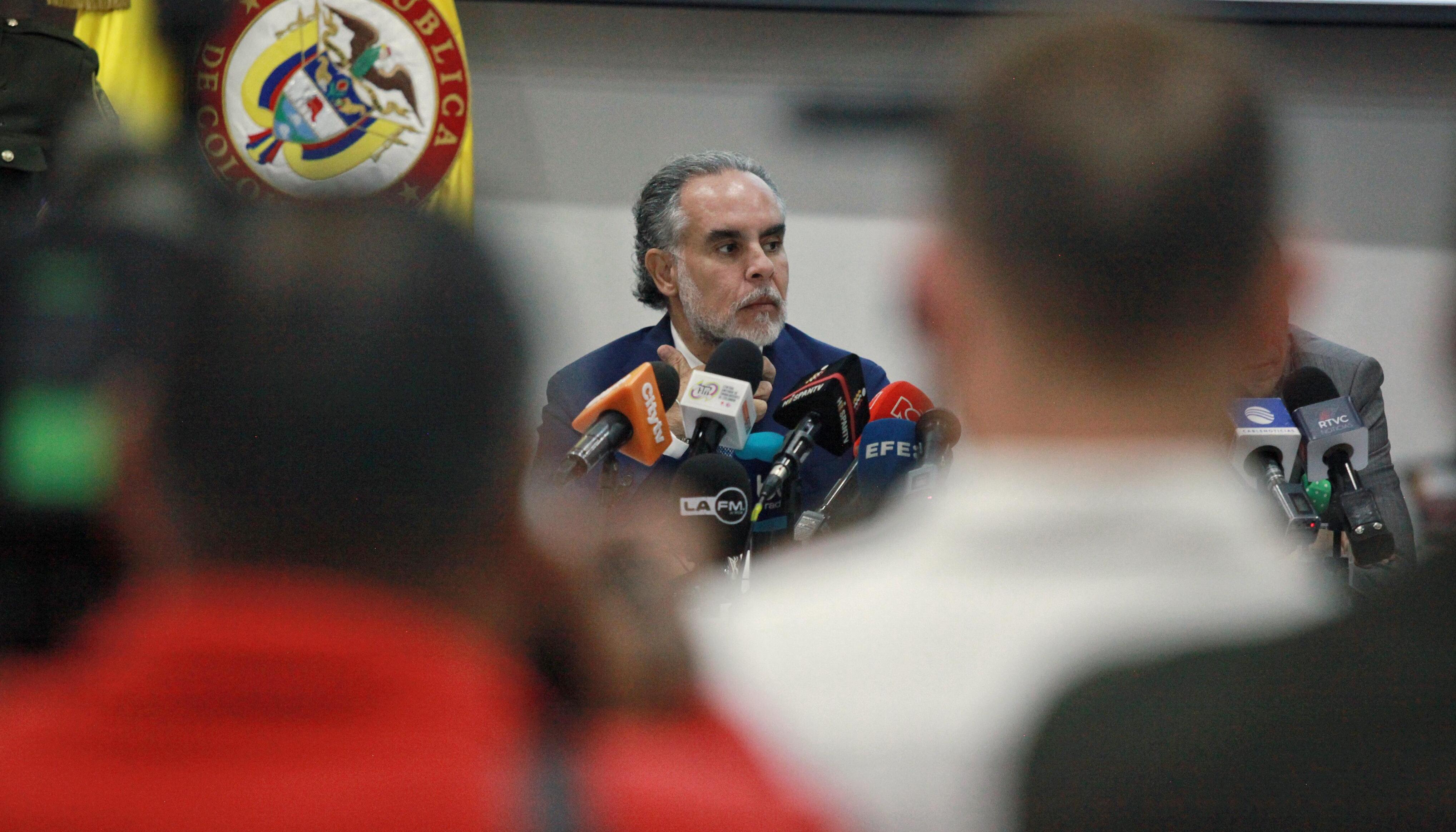 Armando Benedetti, Ministro del Interior, en rueda de prensa esta mañana.