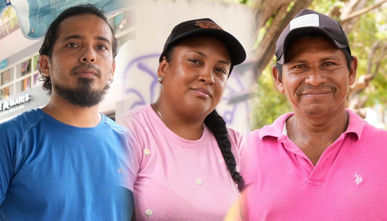Jeison Landero Herrera, Deisy Emely Martínez Liñan y Argelino José Díaz Martínez, trabajadores informales en Barranquilla.