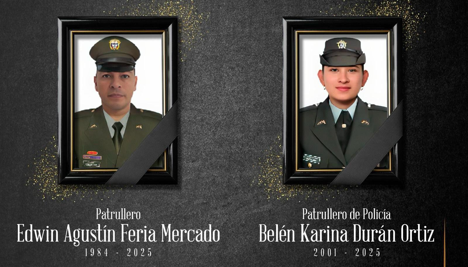 Los patrulleros Edwin Agustín Feria Mercado y Belén Karina Durán Ortiz.