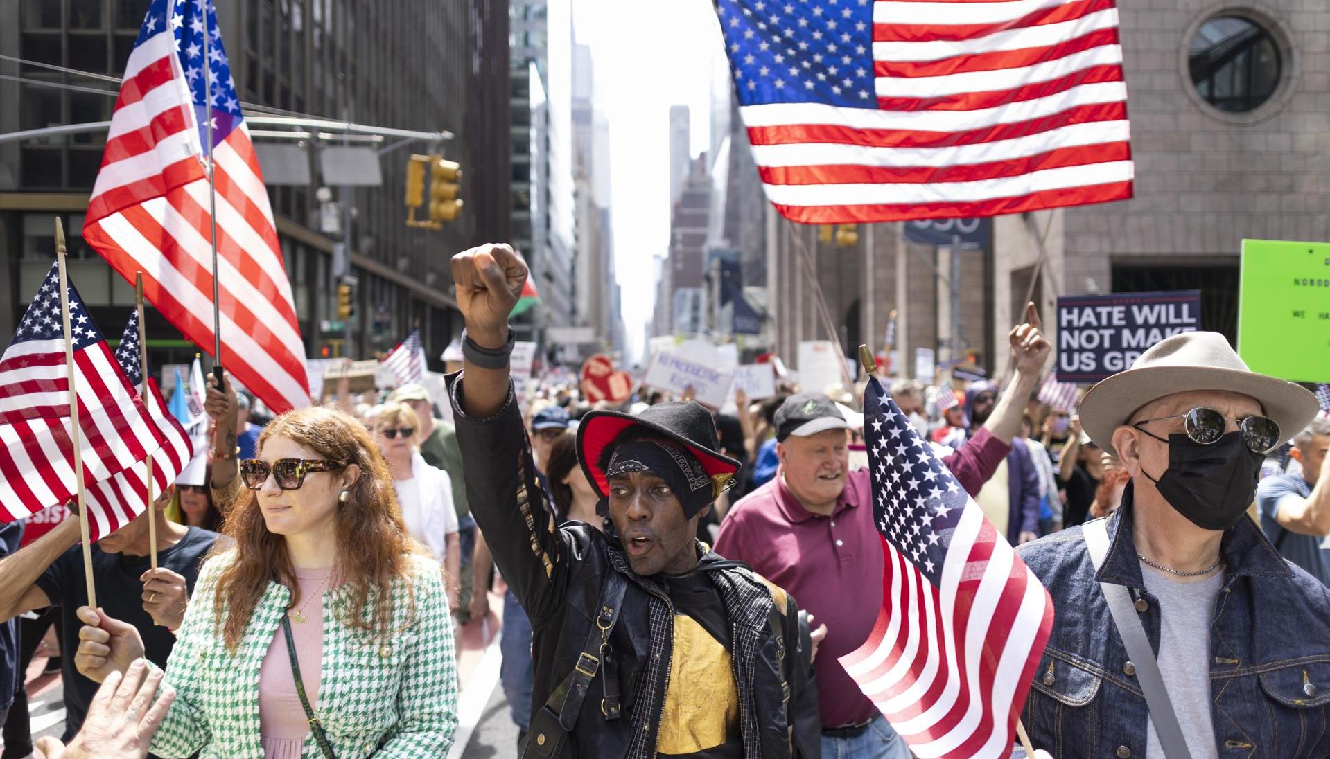 Las protestas este sábado en la ciudad de Nueva York. 