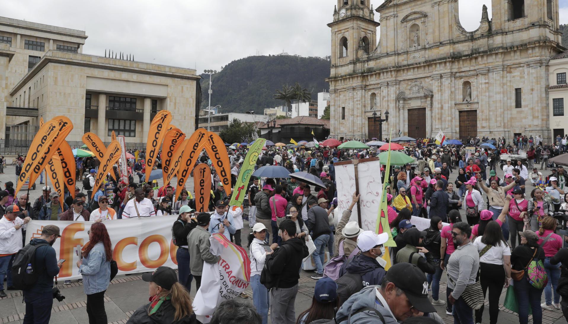 Escasas personas asistieron a las protestas en Bogotá.