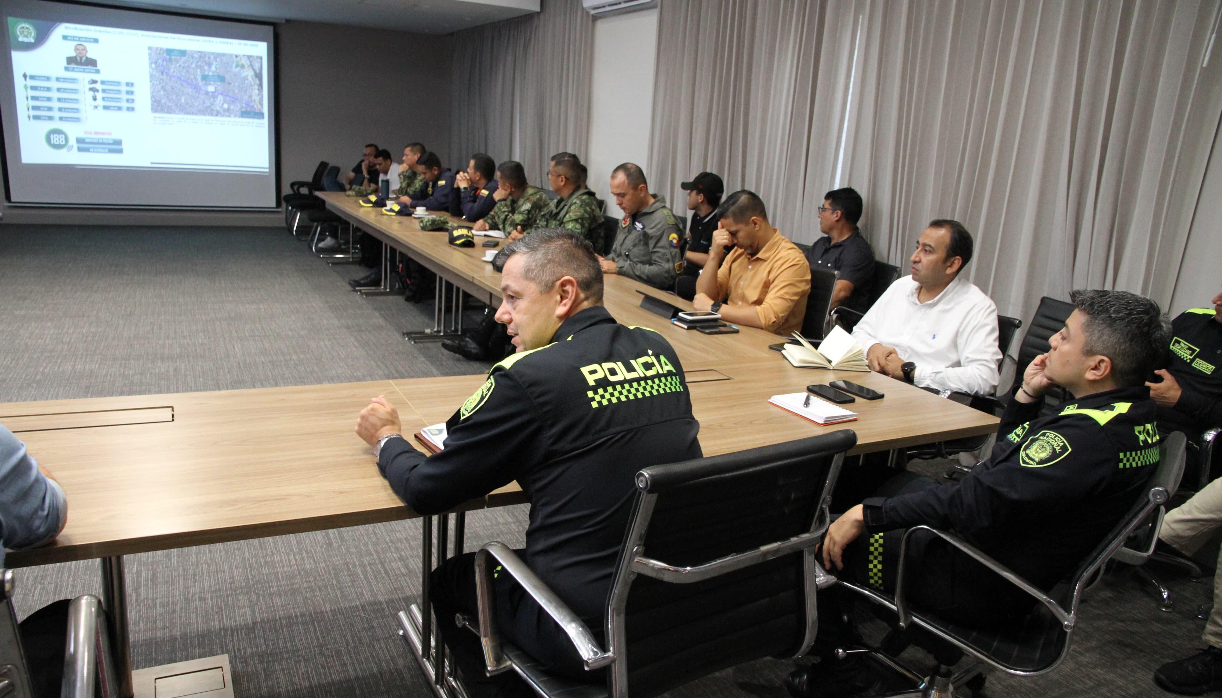 Aspecto del consejo de seguridad previo a las marchas en Barranquilla.