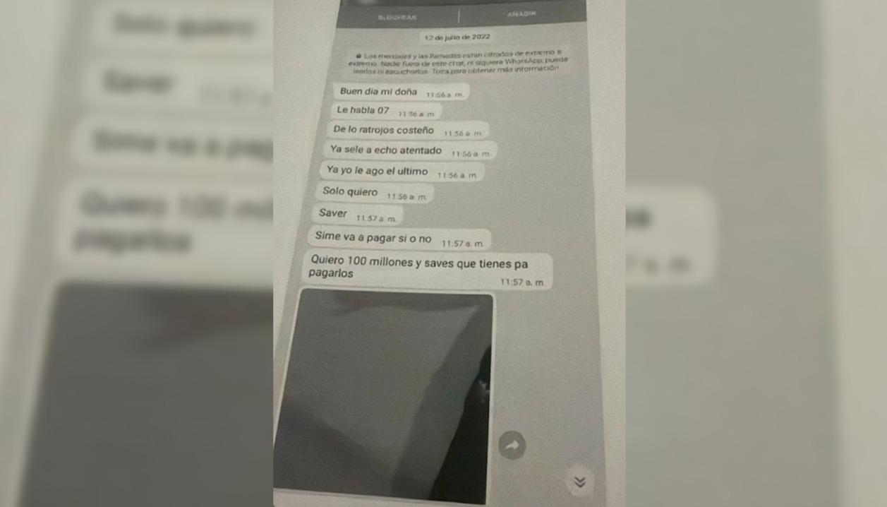 Conversación de Whatsapp donde le exigían la millonaria suma a la mujer. 
