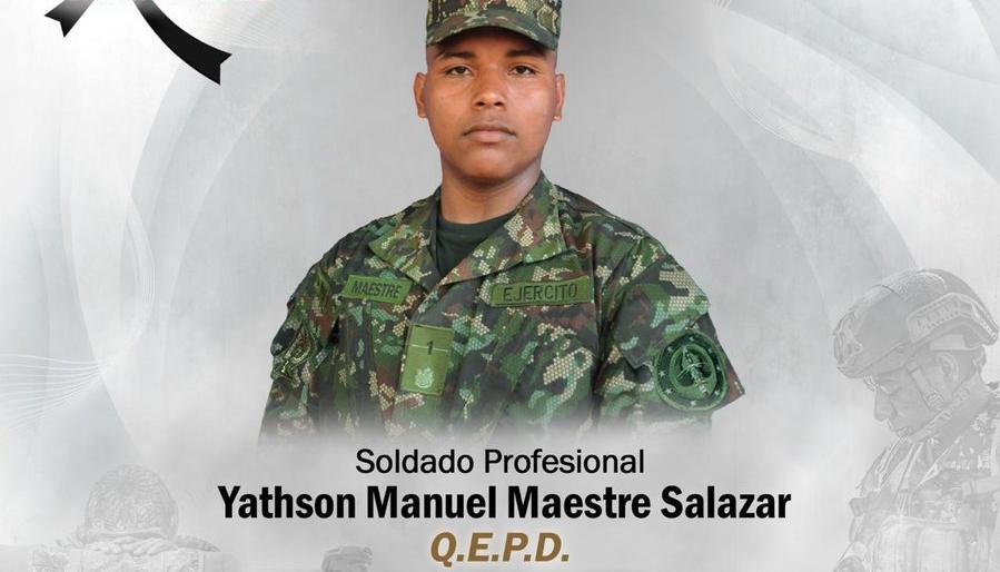 Yathson Manuel Maestre Salazar, soldado profesional asesinado.