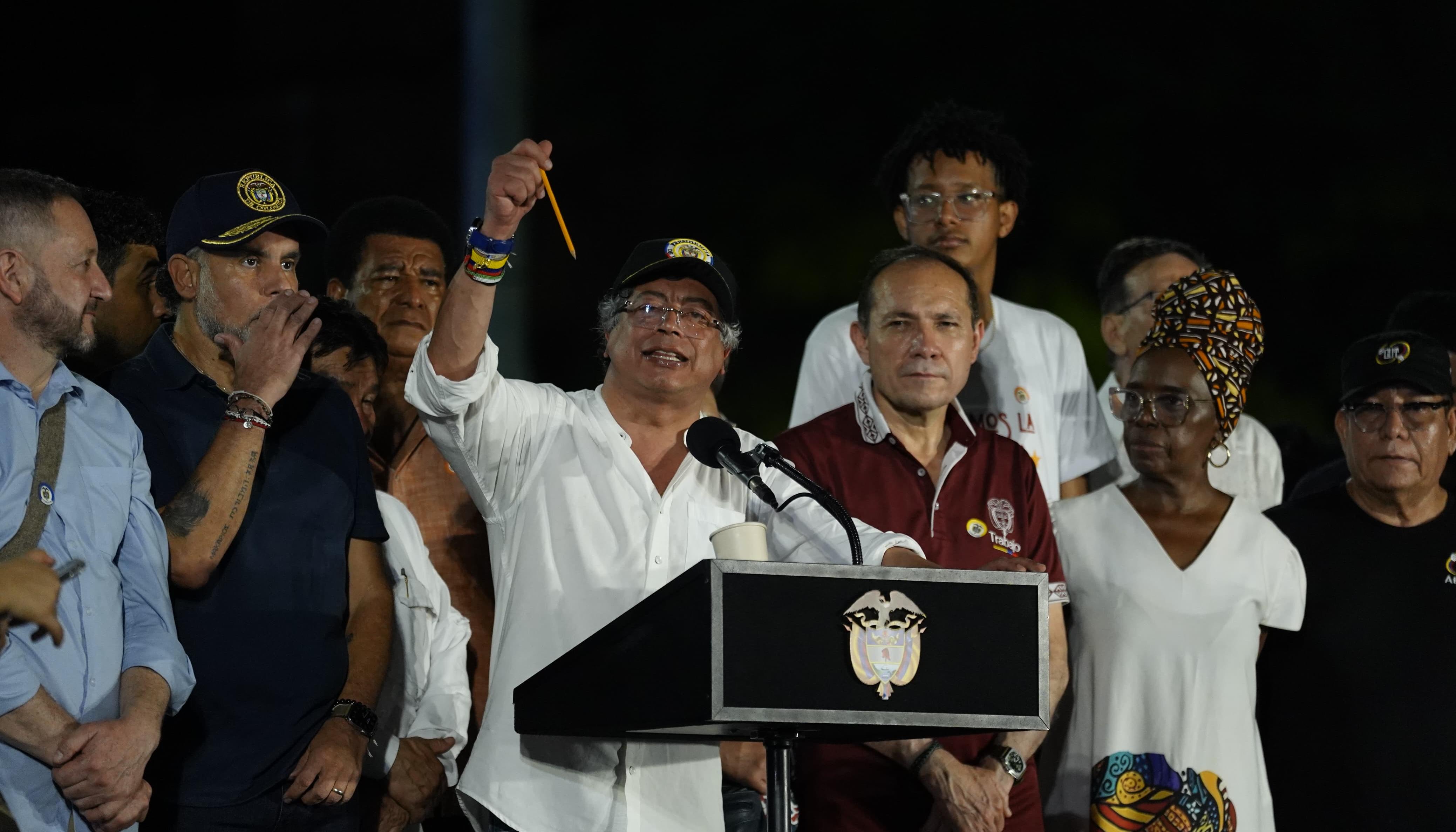Gustavo Petro durante su discurso en el Paseo Bolívar, en Barranquilla. 