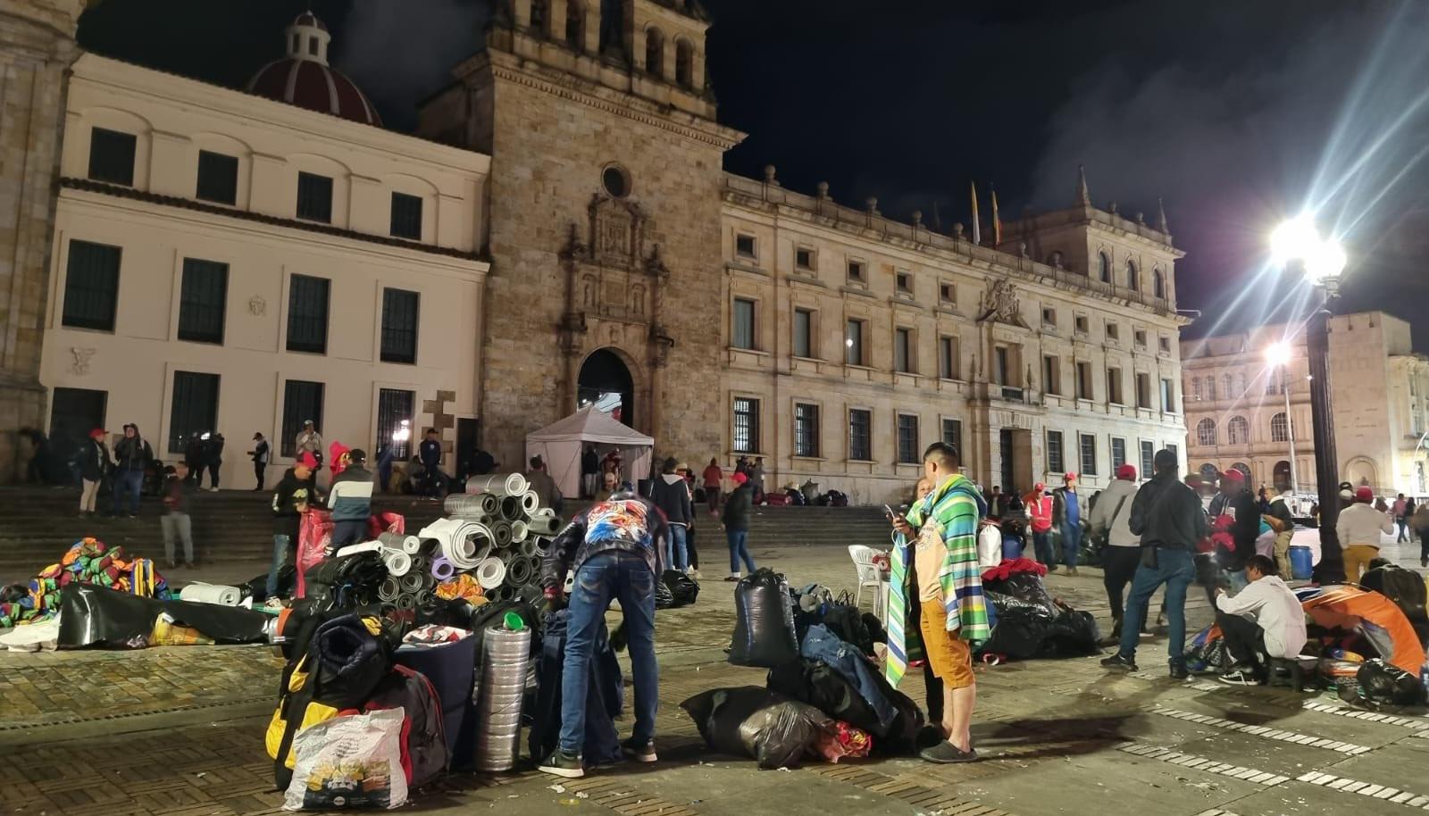 Campesinos en la Plaza de Bolívar, en Bogotá. 