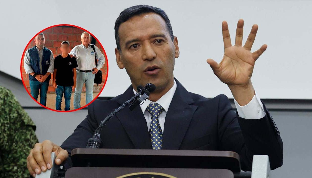 La imagen de Lyan liberado y el Ministro de Defensa, Pedro Sánchez.