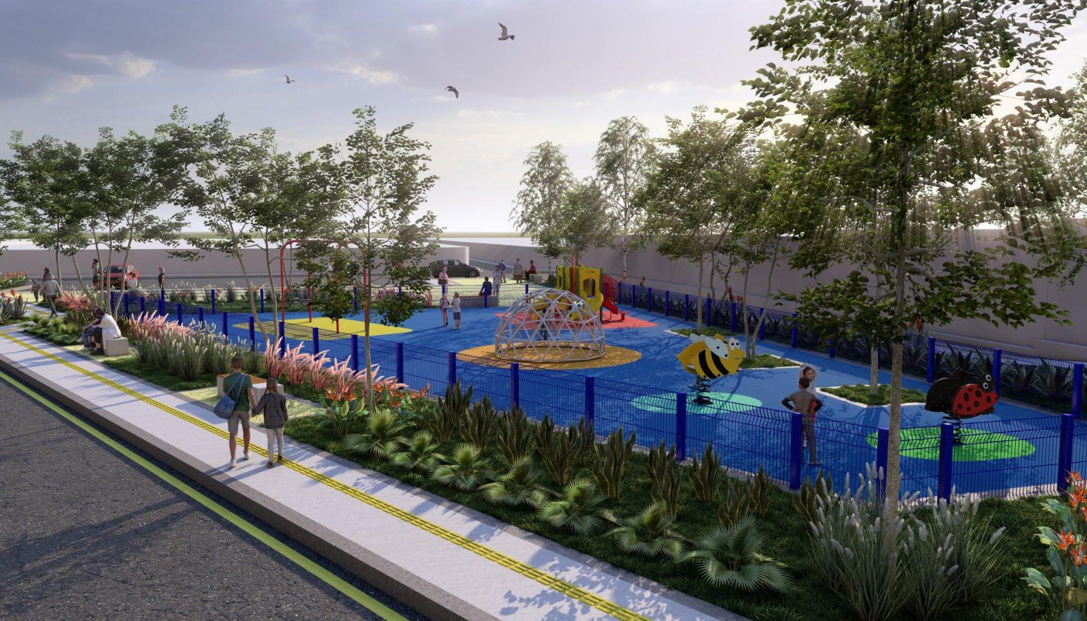 El render del parque Los Muñecos.