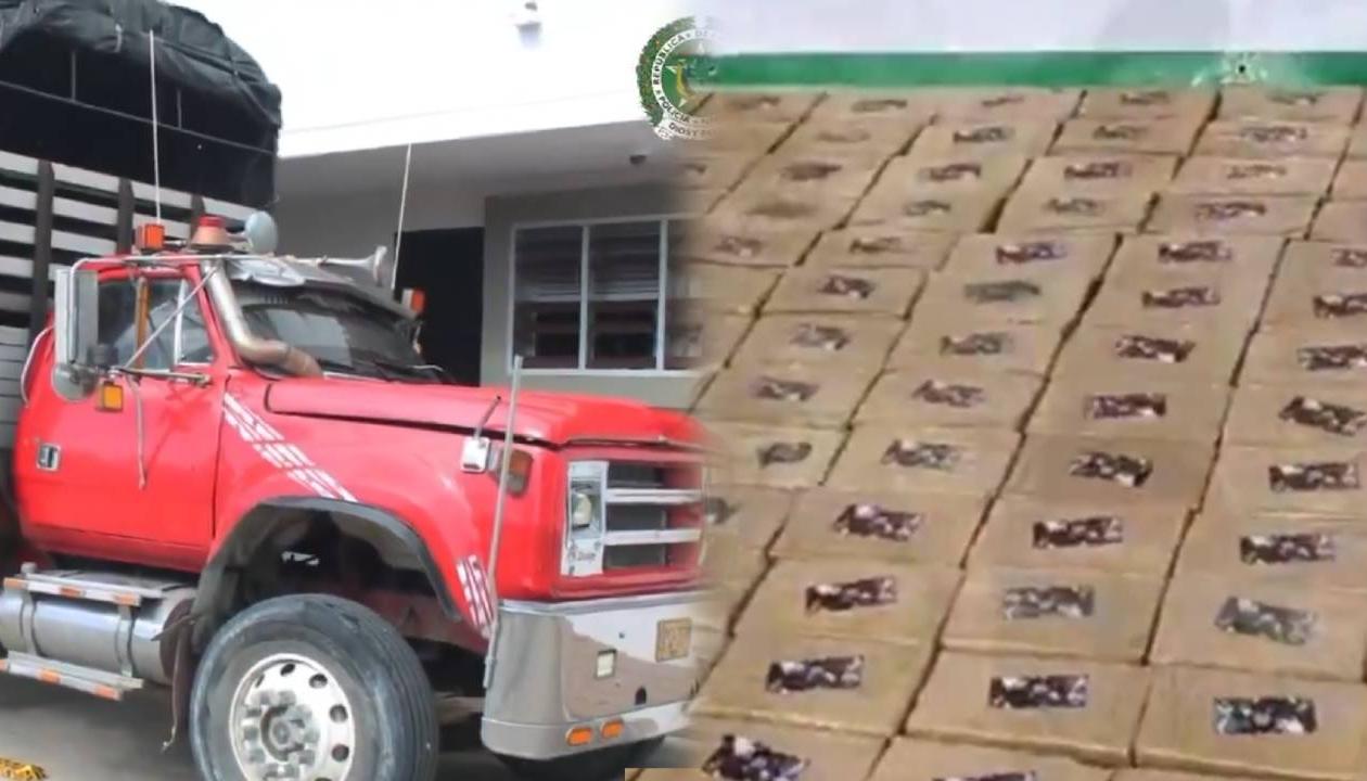 Camión sorprendido con droga.