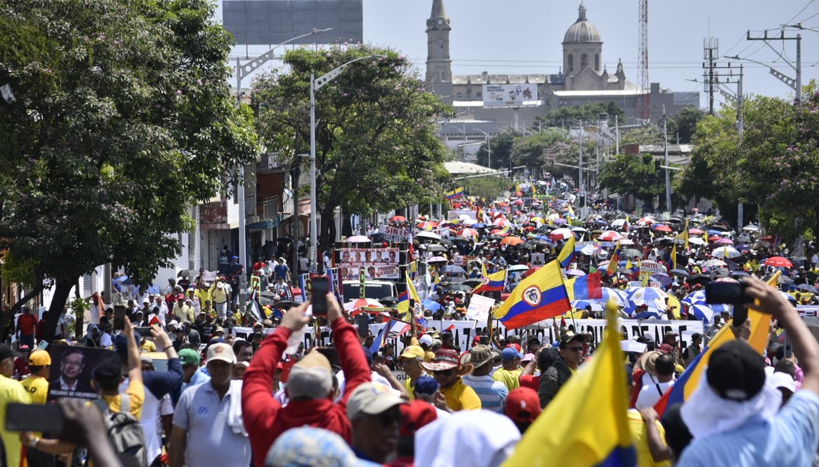 Aspecto de una marcha en Barranquilla. 