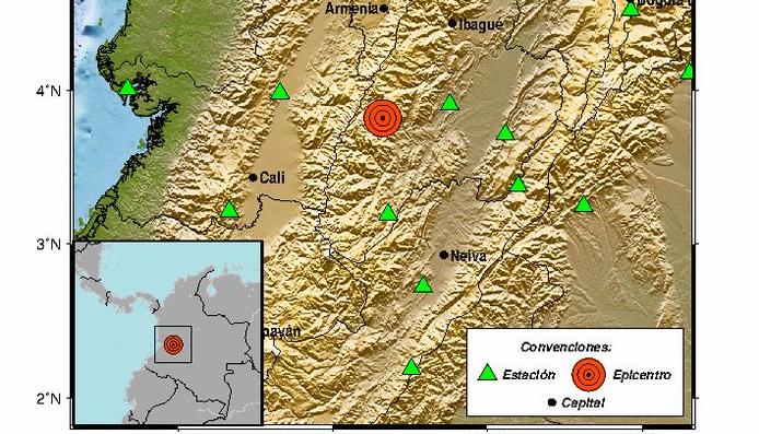 El epicentro del sismo fue en Chaparral, Tolima. 