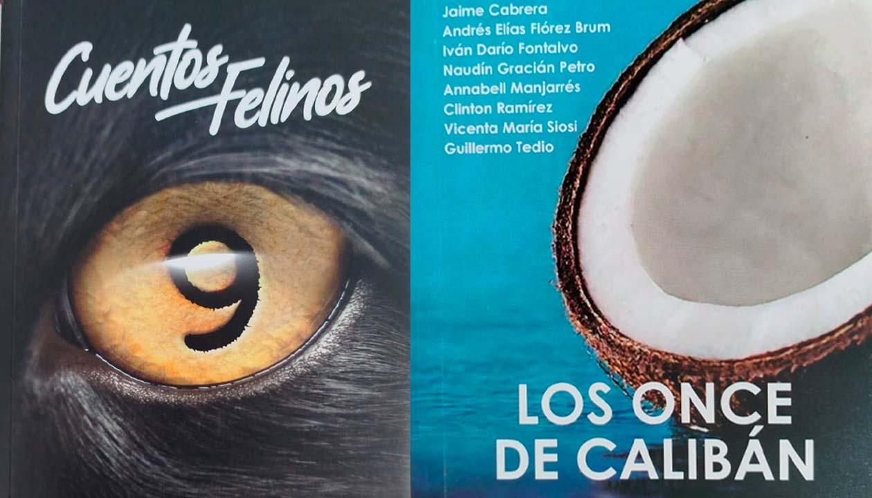 Portadas de los libros “Cuentos felinos 9” y “Los once de Calibán”. 