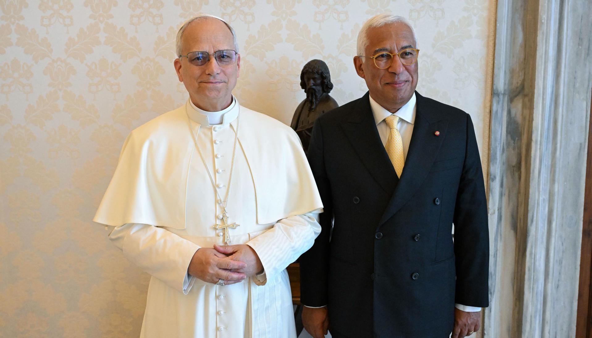 El Papa León XIV junto al presidente del Consejo Europeo, Antonio Costa.