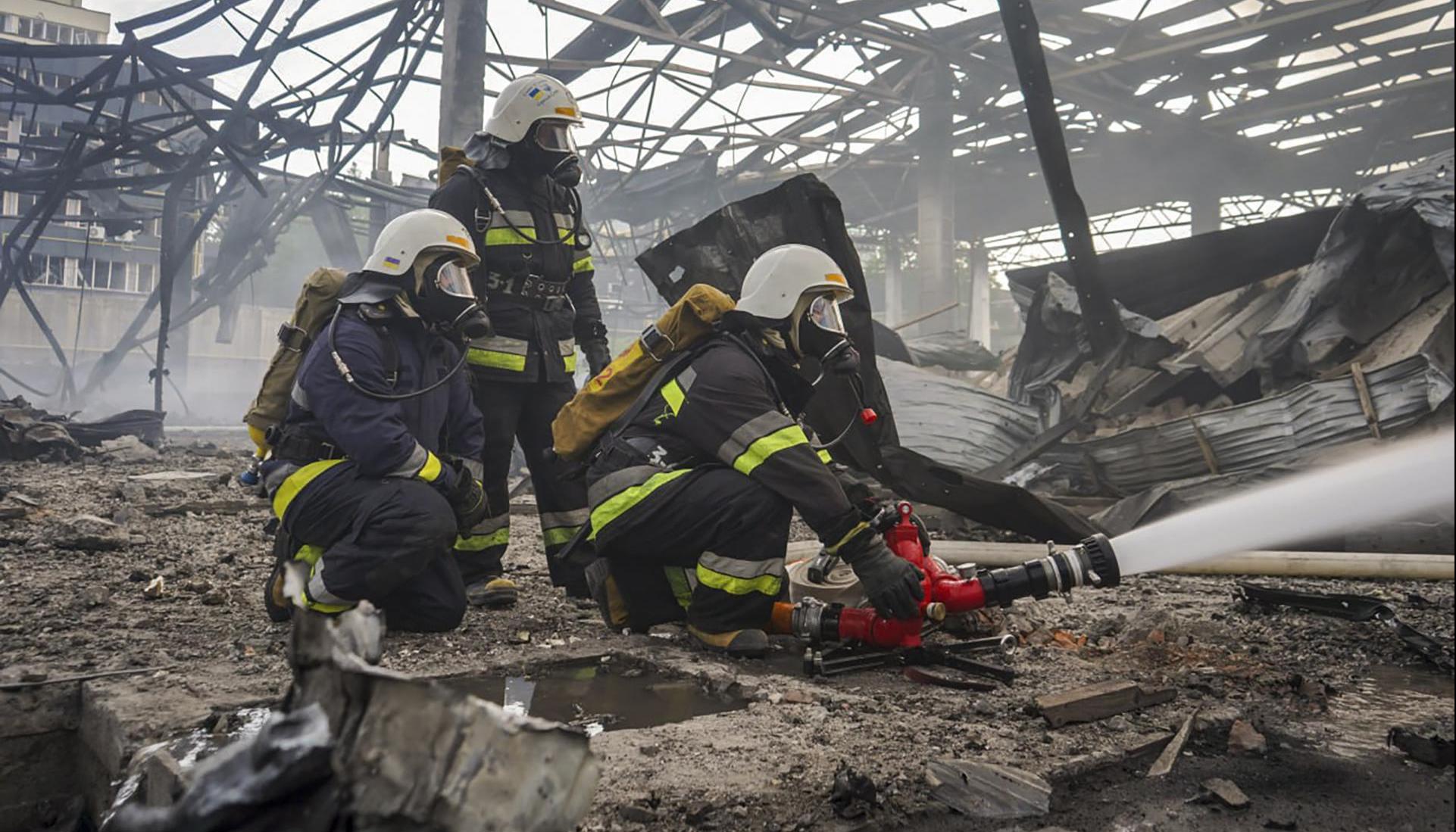 Planta industrial afectada en Ucrania por los ataques rusos.