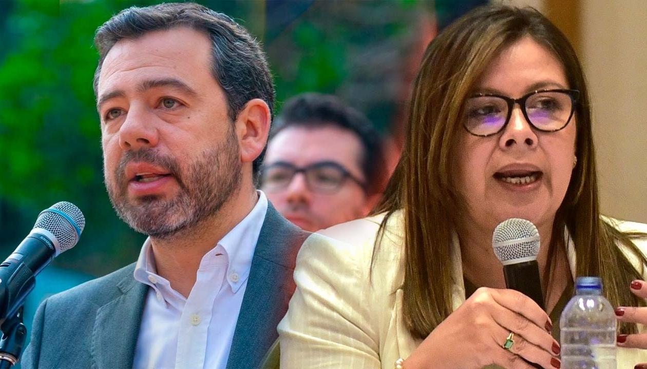 El alcalde de Bogotá, Carlos Galán; y la Fiscal General, Luz Adriana Camargo. 