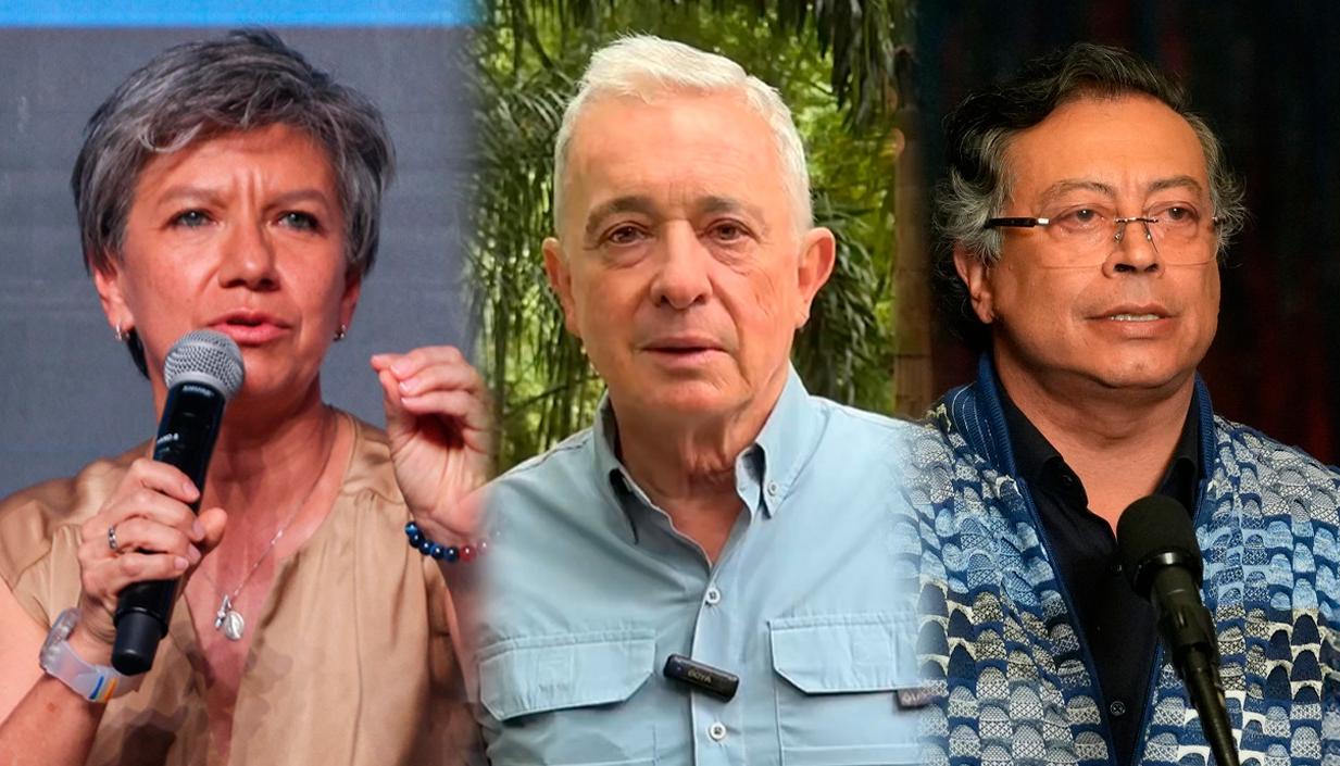 Claudia López, Álvaro Uribe Vélez y Gustavo Petro.