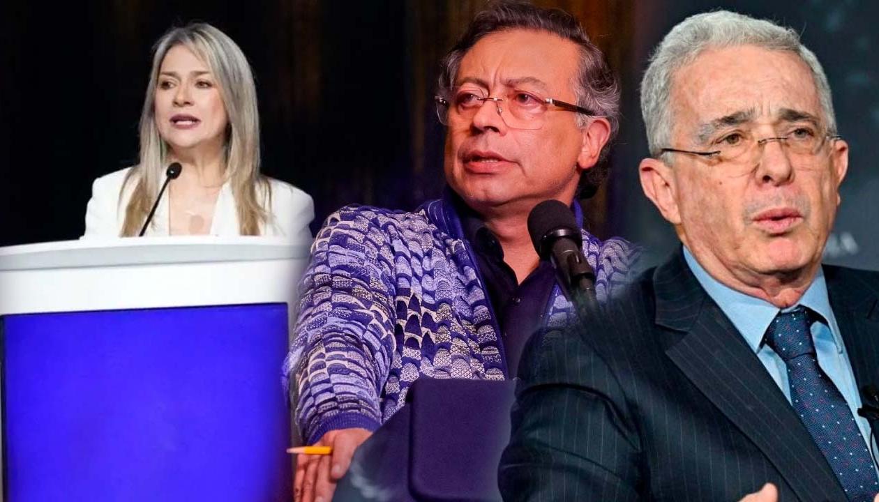 Vicky Dávila, Gustavo Petro y Álvaro Uribe.