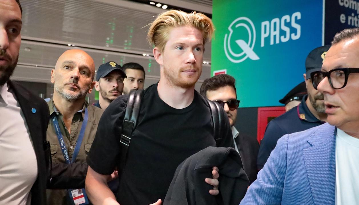 Kevin De Bruyne en su llegada a Roma.