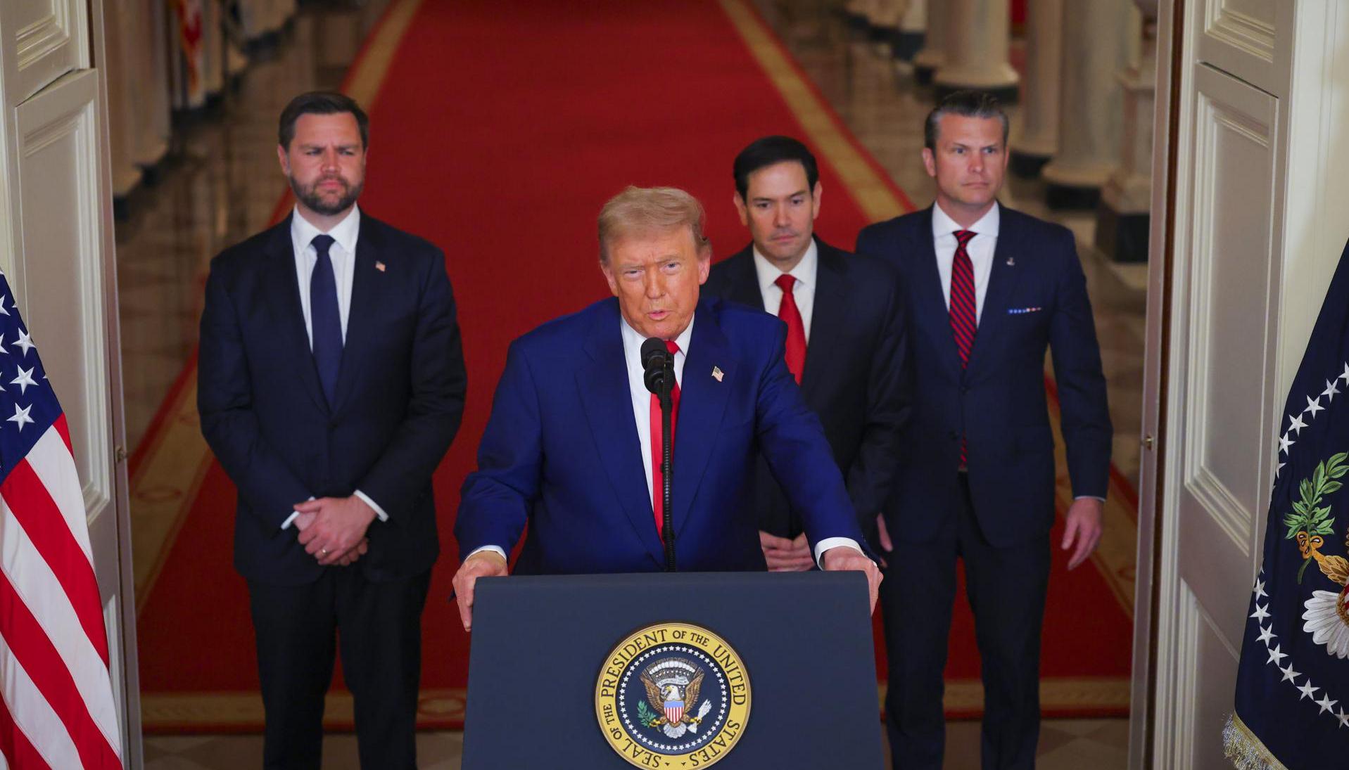 Donald Trump en su alocución de este sábado desde la Casa Blanca. 