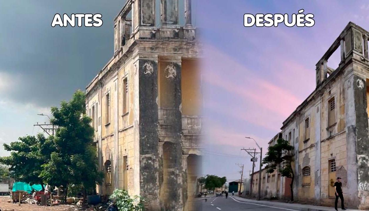 Antes y después de la pavimentación de las calles en Barrio Abajo.