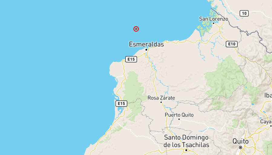 Sismo localizado en Esmeralda, Ecuador.
