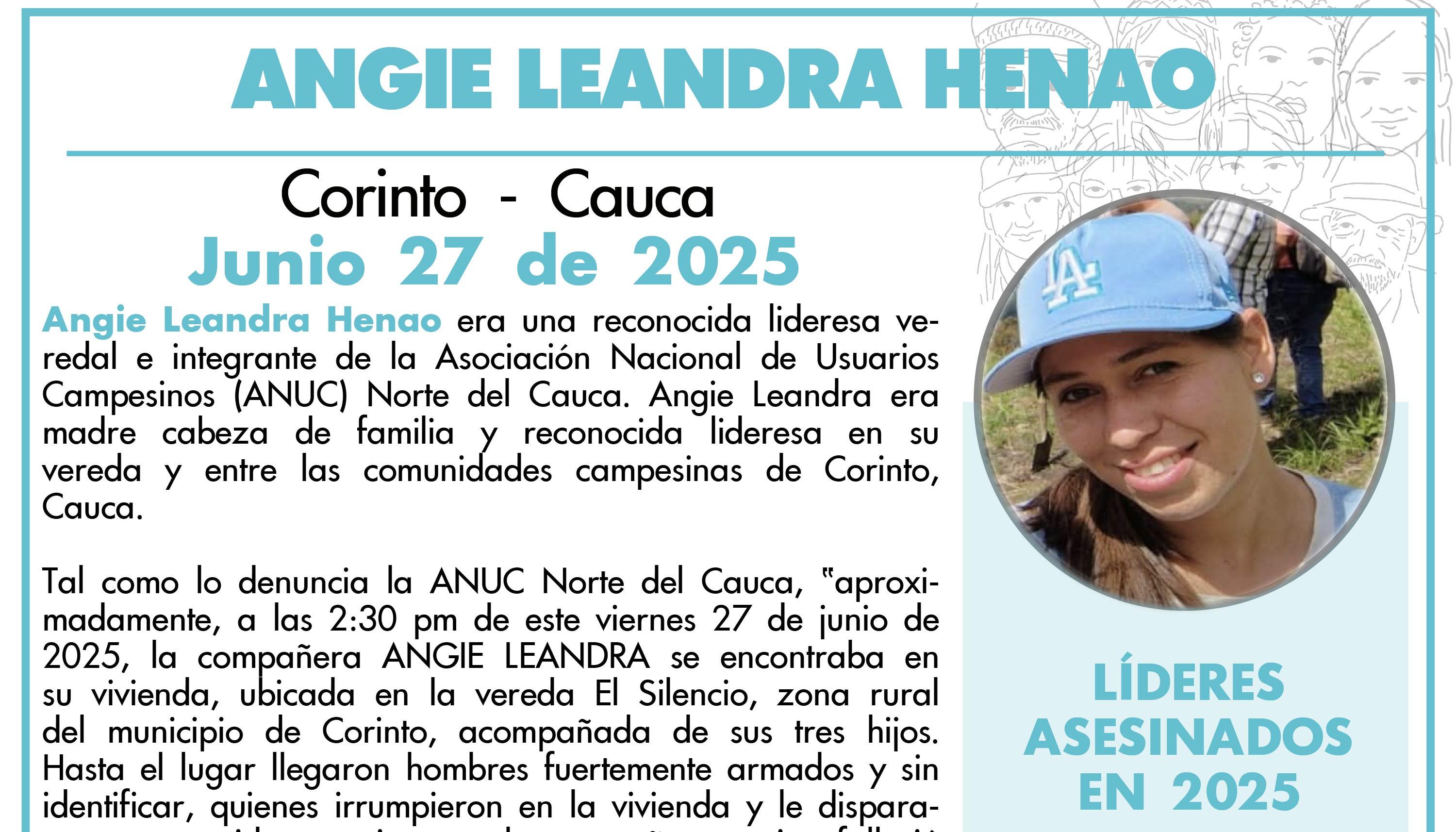 Indepaz informando la muerte de Angie Leandra Henao 