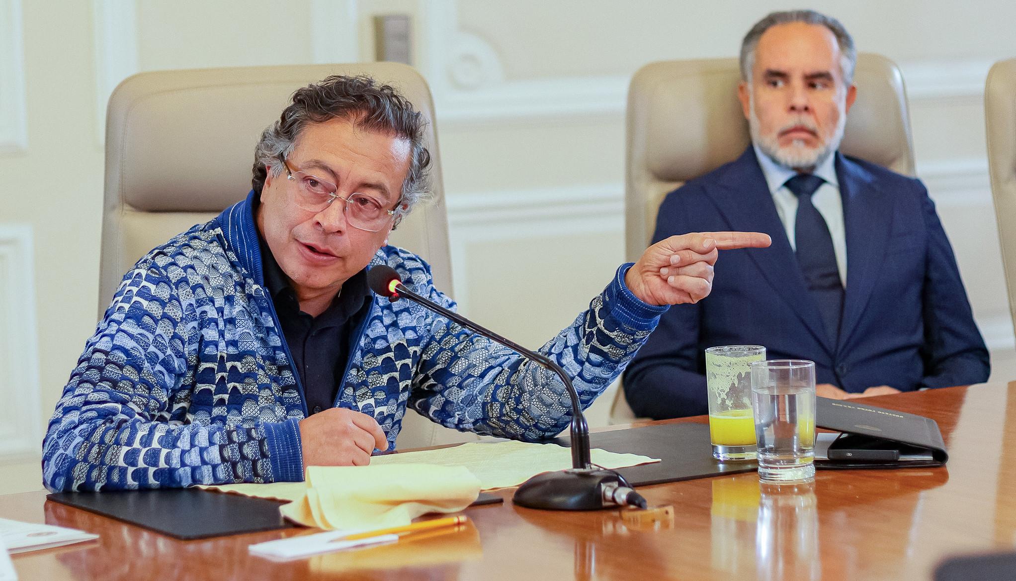 El Presidente Gustavo Petro y el Ministro del Interior, Armando Benedetti.