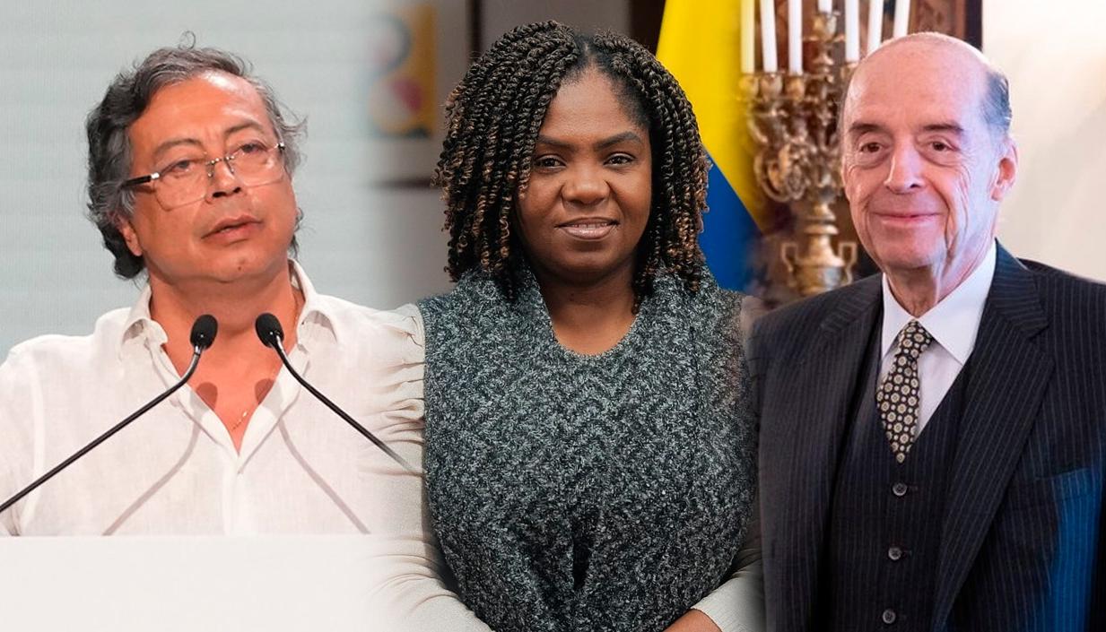 Presidente Gustavo Petro; Vicepresidenta Francia Márquez; Excanciller Álvaro Leyva.