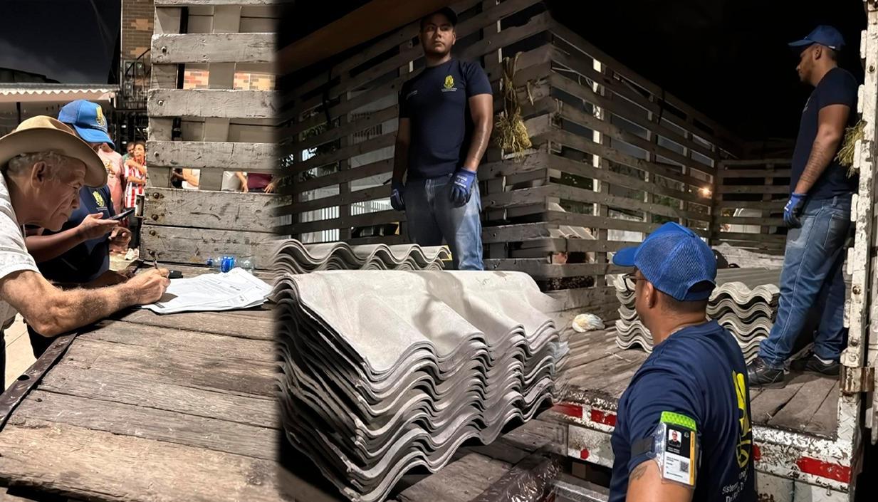 Personal del Distrito entrega ayudas humanitarias.