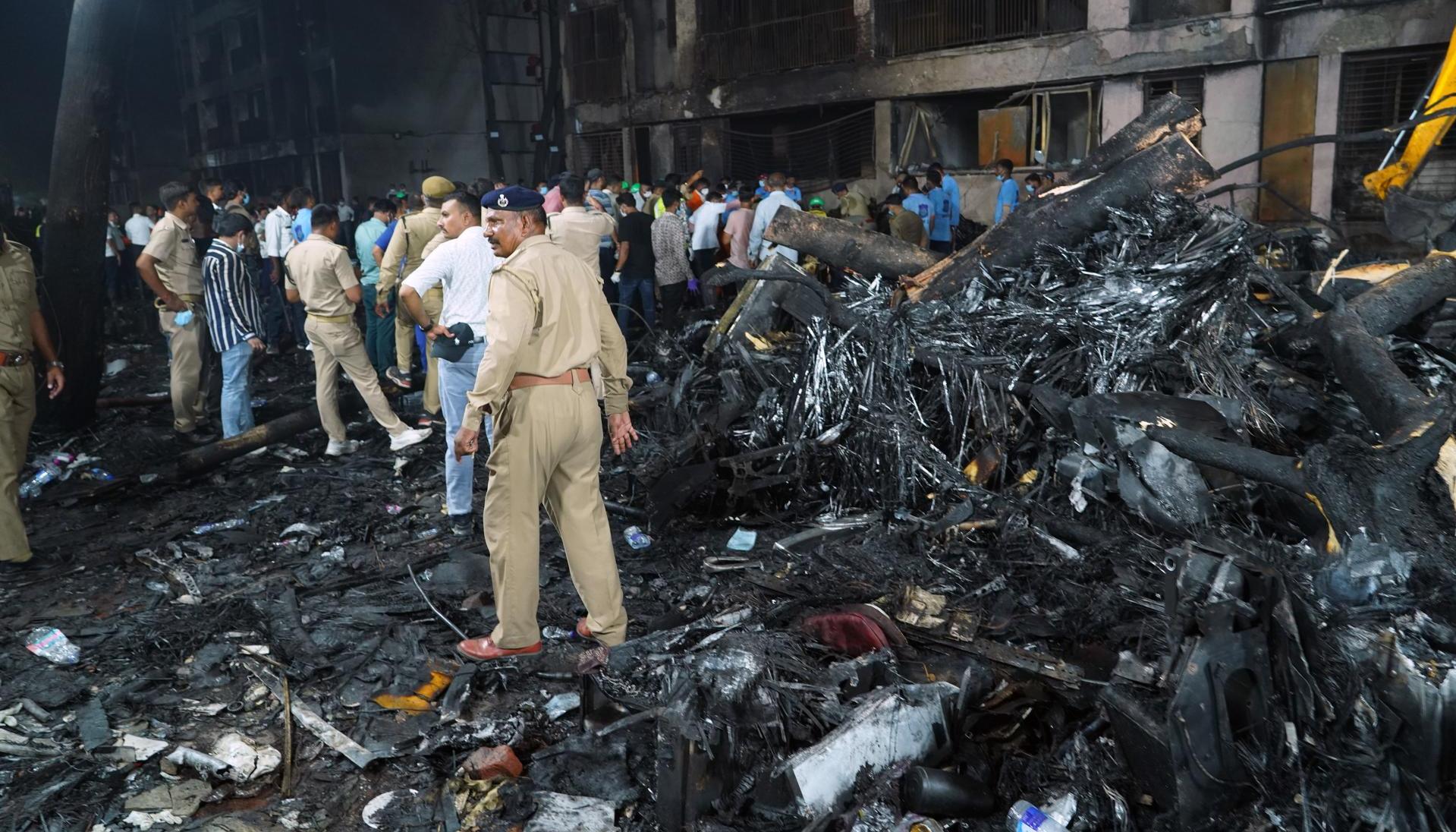 Zona del accidente aéreo en Ahmedabad, India.