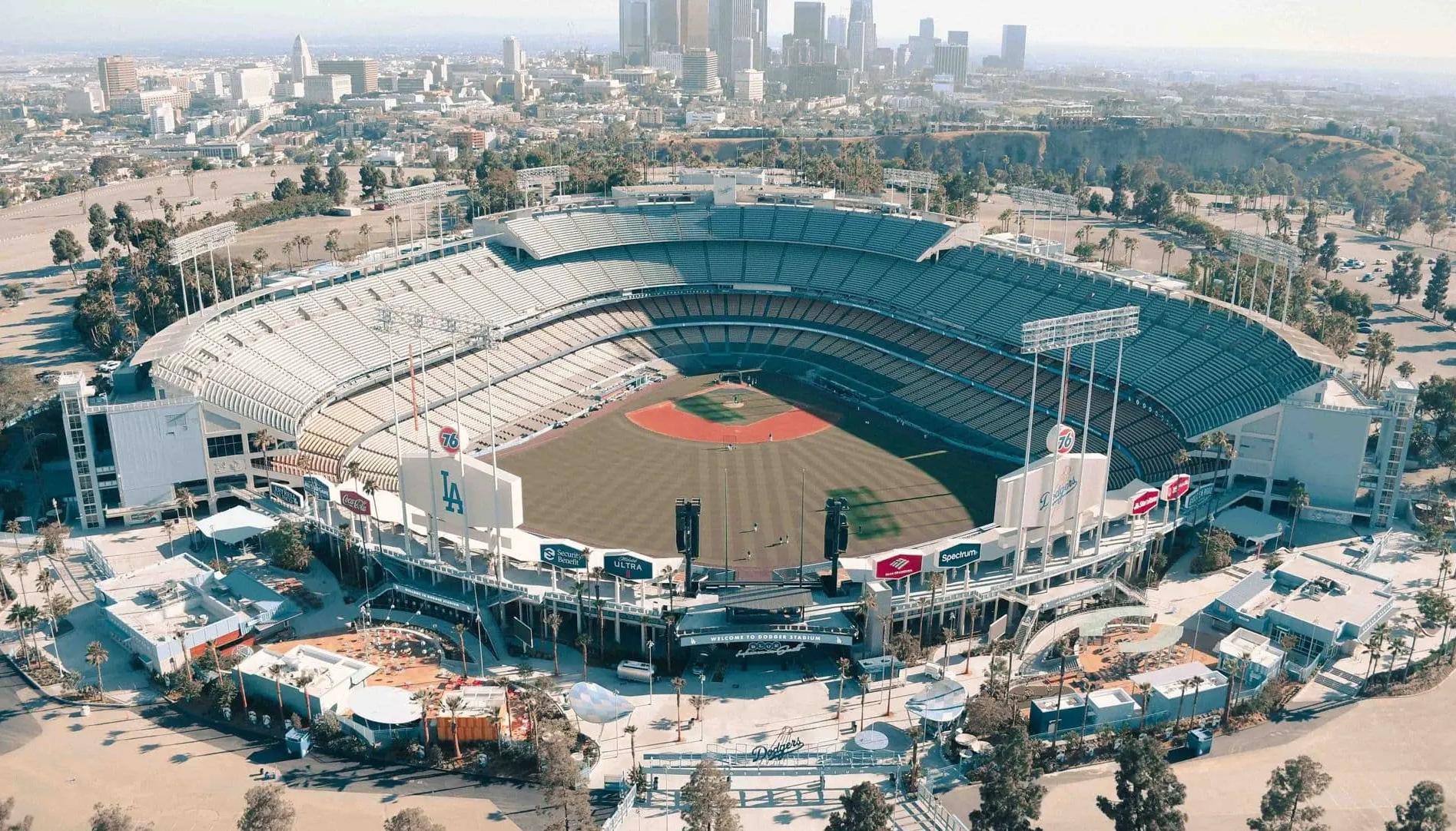 El Dodger Stadium, la casa de los Dodgers de Los Ángeles. 
