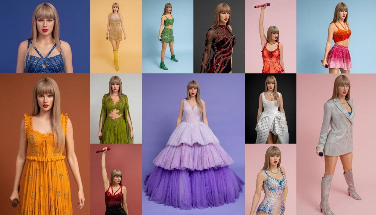 13 figuras de cera de la cantante Taylor Swift. 