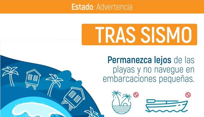 Tras el sismo hay estado de advertencia en la costa pacífica colombiana por el tsunami que se originó. 