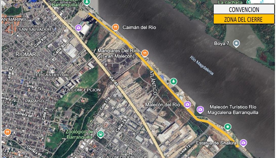 Cierres viales por carrera atlética en Barranquilla. 