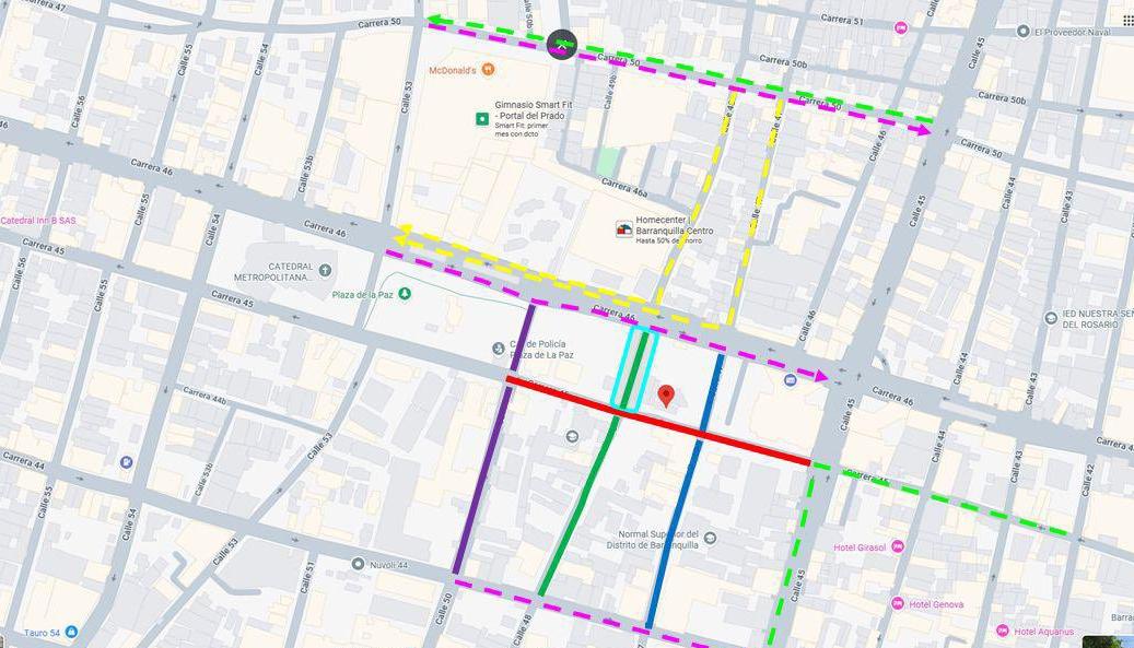 Imagen de los cierres y los desvíos.