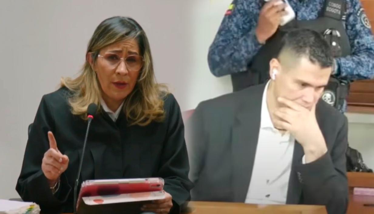 La jueza Sandra Heredia y el exparamilitar Juan Guillermo Monsalve.