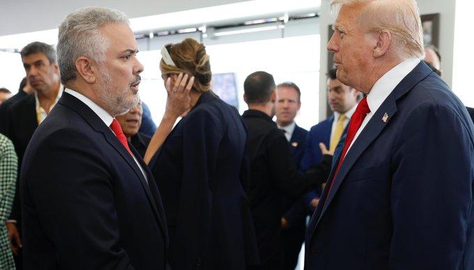 El expresidente Iván Duque y el mandatario estadounidense Donald Trump. 