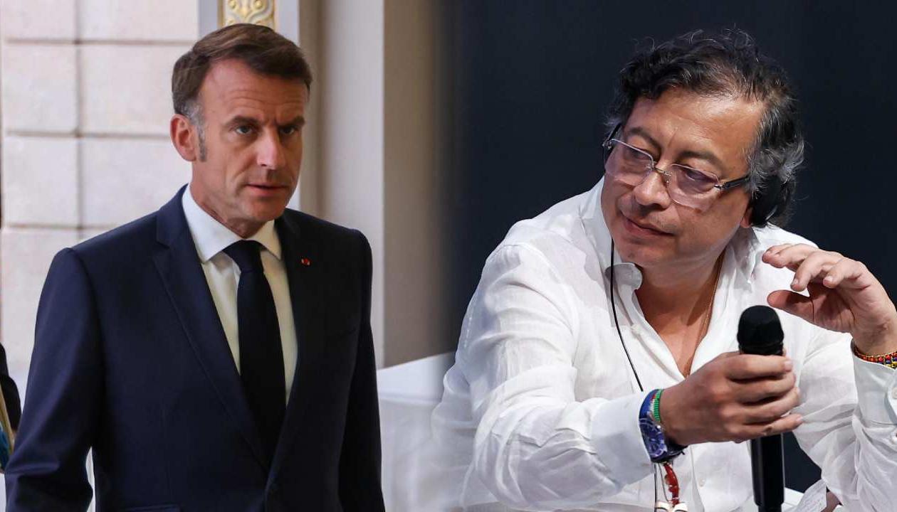 El Presidente de Francia, Emmanuel Macron, y Gustavo Petro.