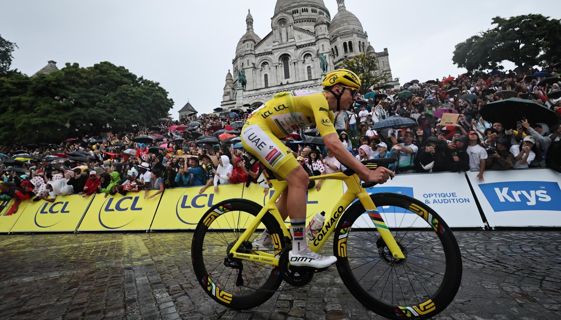 Tadej Pogacar en la última etapa del Tour de Francia de este año.