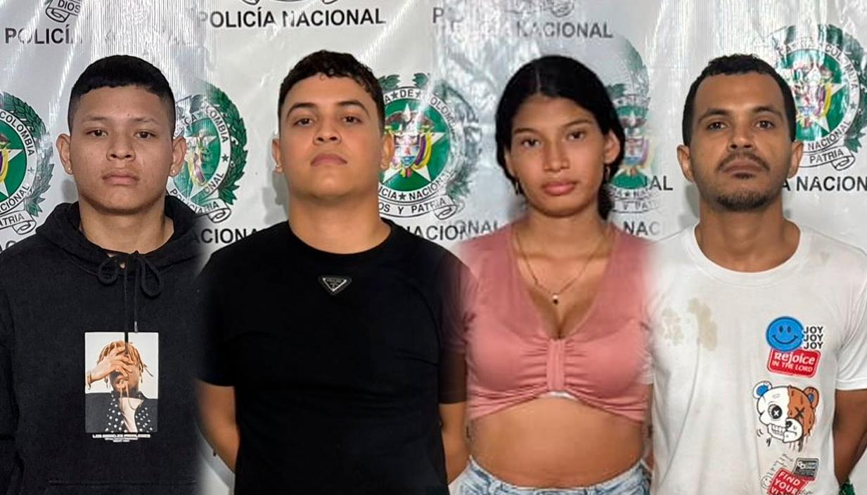 Los cuatro presuntos extorsionistas.