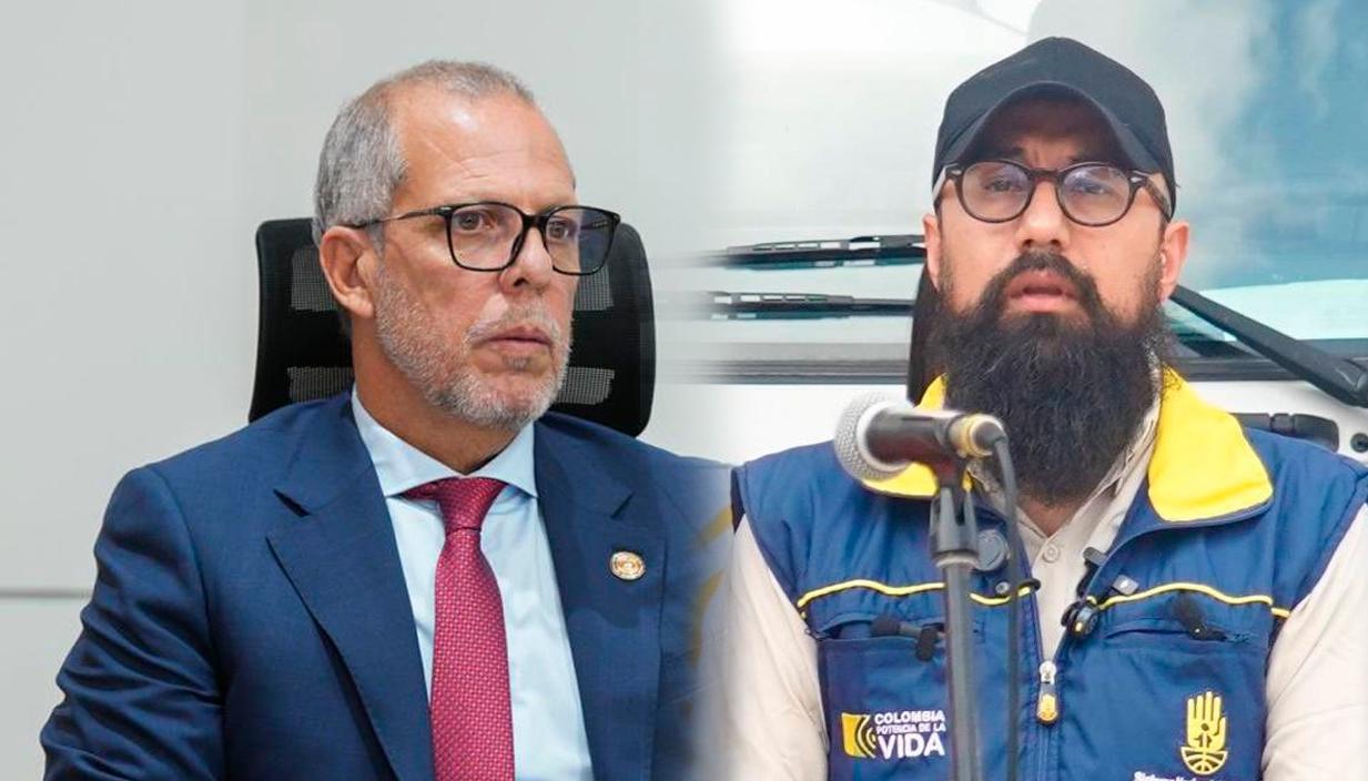 El jefe de Despacho, Alfredo Saade, y el director de la UNGRD, Carlos Carrillo.