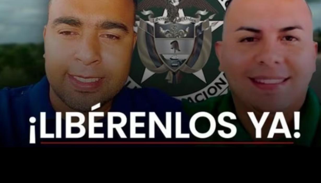 El subintendente Franque Esley Hoyos Murcia y el patrullero Yordin Fabián Pérez.