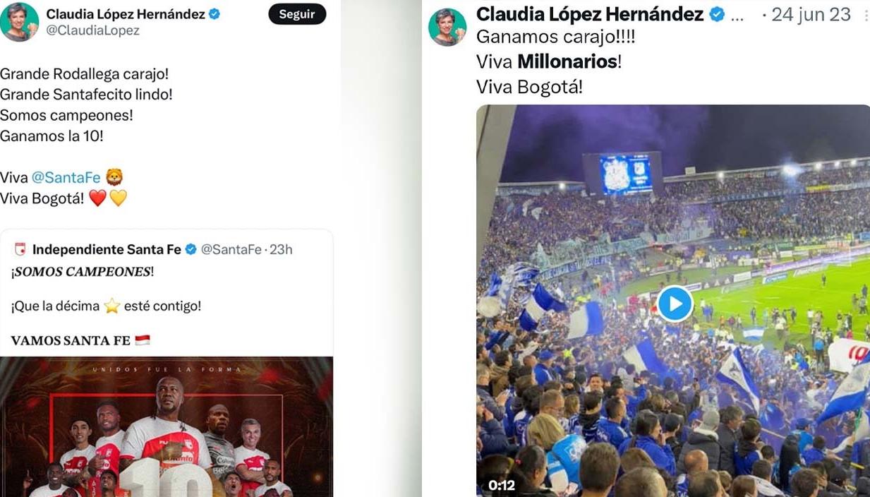 Los trinos con dos años de diferencia de Claudia López tras los títulos de Santa Fe y Millonarios. 