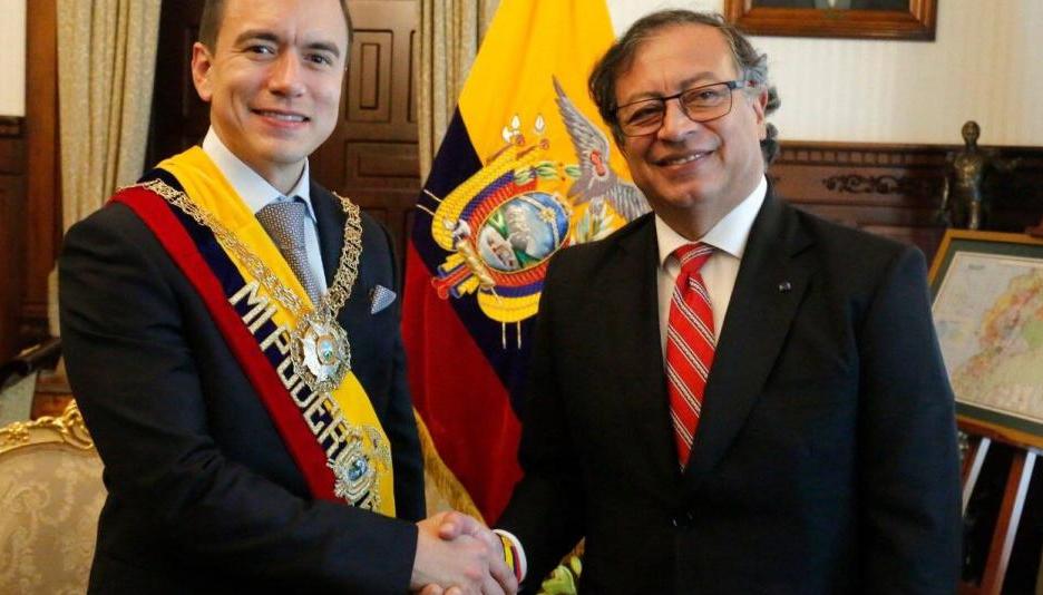 Presidente Petro y su homólogo de Ecuador, Daniel Noboa. 