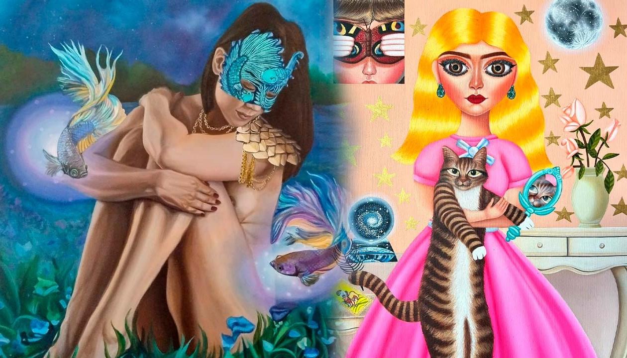 Obras de Tekiara Suárez y Loreine Lowis. 