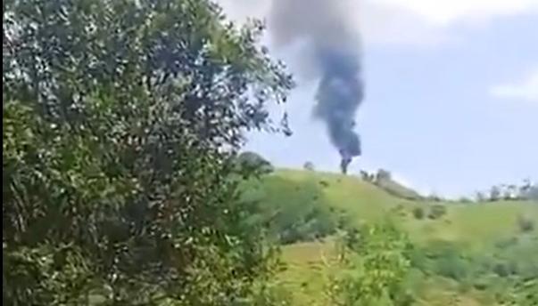 Helicóptero fue derribado con un dron.